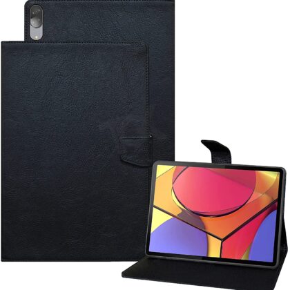 TGK Plain Design Leather Flip Stand Case Cover for Lenovo Tab P11 Pro 11.5 Inch Tablet 2020 Model (TB-J706F/J706L) (Black)