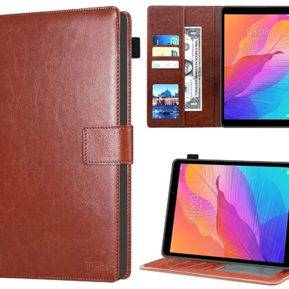 TGK Multi Protective Wallet Leather Flip Stand Case Cover for Huawei MatePad T8 LTE 8 inch, Brown