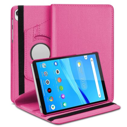 TGK 360 Degree Rotating Leather Stand Case Cover for Lenovo Tab M8 HD / M8 2nd Gen FHD / Tab M8 HD 3rd Gen 8 inch TB-8505 X/F/N/FS TB-8506X TB-8705F/N, Hot Pink