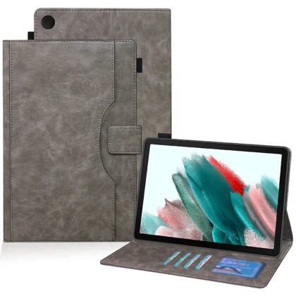 TGK Leather Business Folio Stand Cover Case for Samsung Galaxy Tab A8 Cover 10.5 inch [SM-X200/X205/X207] with Pencil Holder (Stone Grey)