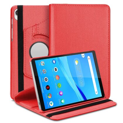 TGK 360 Degree Rotating Leather Stand Case Cover for Lenovo Tab M8 HD / M8 2nd Gen FHD / Tab M8 HD 3rd Gen 8 inch TB-8505 X/F/N/FS TB-8506X TB-8705F/N, Red