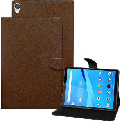 TGK Plain Design Leather Flip Stand Case Cover for Lenovo Tab M8 FHD Cover 8 inch (2nd Gen) TB-8705F, TB-8705N, TB-8705X (Brown)