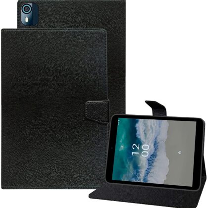 TGK Executive Adjustable Stand Leather Flip Case Cover for Nokia Tab T10 8 inch Tablet TA-1472 (Black)