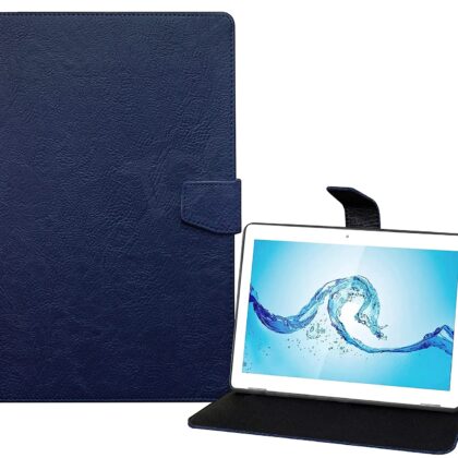 TGK Plain Design Leather Flip Stand Case Cover for Acer One 10 T8-129L Tablet 10.1 Inch (Blue)
