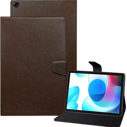 TGK Executive Adjustable Stand Leather Flip Case Cover for Realme Pad 10.4 inch – Dark Brown
