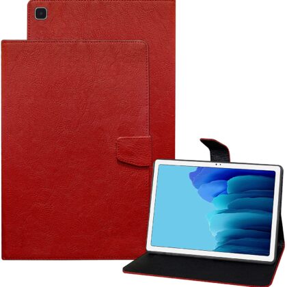 TGK Plain Design Leather Flip Stand Case Cover for Samsung Galaxy Tab A7 Cover 10.4 inch [SM-T500/T505/T507] 2020 (Red)