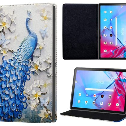 TGK Printed Classic Design Leather Stand Flip Case Cover for Lenovo Tab P11 5G FHD 11 inch (27.94 cm) Tablet (Peacock Pattern)