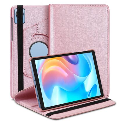 TGK 360 Degree Rotating Leather Stand Case Cover for Realme Pad Mini 8.68 inch Tablet (Rose Gold)
