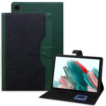 TGK Dual Color Multi-Angle Viewing Smart Stand Leather Back Flip Stand Case Cover for Samsung Galaxy Tab A8 10.5 Inch 2022 (SM-X200/SM-X205/SM-X207) (Black, Green)