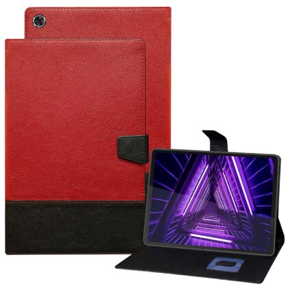 TGK Dual Color Design Leather Flip Case Cover for Lenovo Tab M10 FHD Plus X606V / TB-X606F / TB-X606X 10.3 inch Tablet (Fits 1st & 2nd Gen Both) Red, Black