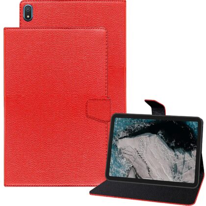 TGK Executive Adjustable Stand Leather Flip Case Cover for Nokia Tab T20 10.4 inch Tablet / Nokia T20 Tab 10.36 Inch 2021 [Model TA-1392 TA-1394 TA-1397] Red