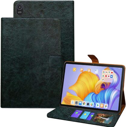 TGK Texture Leather with Card Slots Wallet Back Flip Stand Case Cover for Honor Pad 8 12 inch Tablet Model Number HEY-W09 (Green)