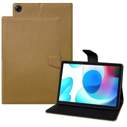 TGK Texture Leather Case with Viewing Stand Flip Cover for Realme Pad 10.4 inch Tablet [RMP2102/ RMP21023] Peanut Brown