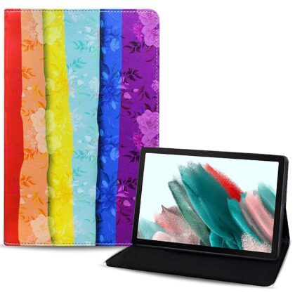 TGK Rainbow Design Leather Folio Flip Case with Viewing Stand Protective Cover for Samsung Galaxy Tab A8 10.5 Inch 2022 (SM-X200/SM-X205/SM-X207) (Floral_Flower_Pattern_1)