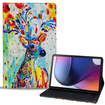 TGK Printed Classic Design with Viewing Stand Leather Flip Case Cover for Motorola Moto Tab G62 10.6 inch Tablet | Motorola Tab G62 with Precise Cutouts (Deer Painting)