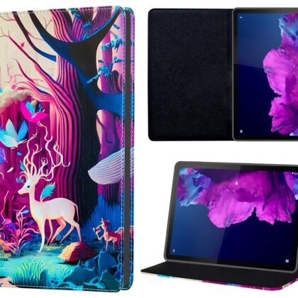 TGK Printed Classic Design Leather Stand Flip Case Cover for Lenovo Tab P11/P11 Plus 11 inch TB-J606F/J606X (Forest & Deer)