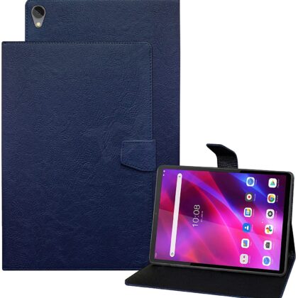 TGK Plain Design Leather Flip Stand Case Cover for Lenovo Tab K10 FHD 10.3 inch Cover TB-X6C6F / TB-X6C6X / TB-X6C6NBF (Blue)