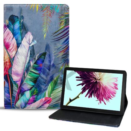 TGK Printed Classic Design Leather Folio Flip Case with Viewing Stand Protective Cover for Lenovo Tab 4 10 Cover / Tab 4 10 Plus (Colorful Feathers)