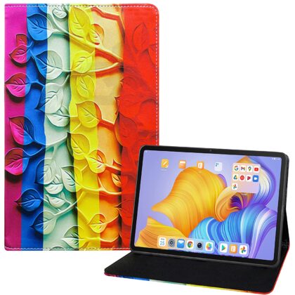 TGK Printed Classic Design with Viewing Stand Leather Flip Case Cover for Honor Pad 8 12 inch Tablet Model Number HEY-W09 (Leaf Pattern)