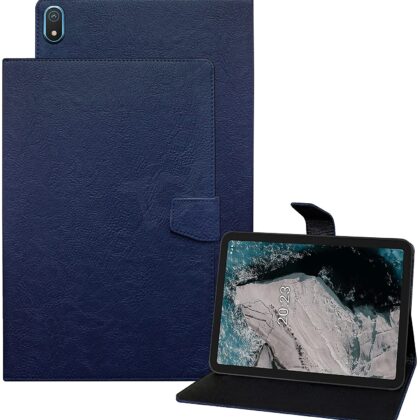 TGK Plain Design Leather Folio Flip Case with Viewing Stand Protective Cover for Nokia Tab T20 10.4 inch Tablet / Nokia T20 Tab 10.36 Inch 2021 [Model TA-1392 TA-1394 TA-1397] (Blue)