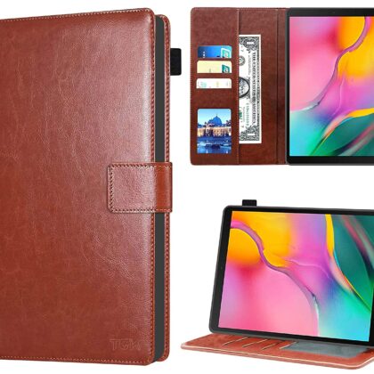 TGK Multi Protective Wallet Leather Flip Stand Case Cover for Samsung Galaxy Tab A 10.1″ T510/T515, Brown