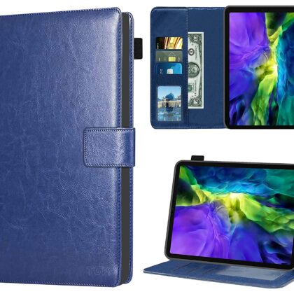 TGK Multi Protective Wallet Leather Flip Stand Case Cover for iPad Pro 11 inch 2022/2021 4th/3rd Gen, Blue