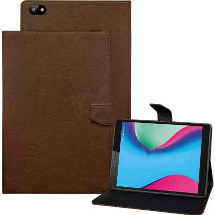 TGK Plain Design Leather Flip Stand Case Cover for Lava T81N Tablet (Brown)