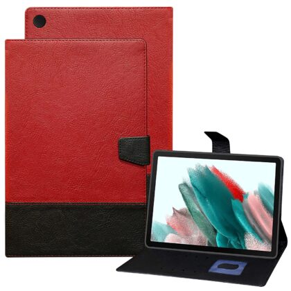 TGK Dual Color Design Leather Flip Case Cover for Samsung Galaxy Tab A8 10.5 inch(265m) [SM-X200/X205/X207] 2022 (Red, Black)