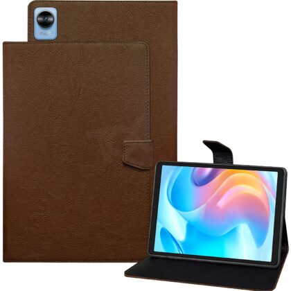 TGK Plain Design Leather Flip Stand Case Cover for Realme Pad Mini 3 / Realme Pad Mini 4 8.68 inch Tablet (Brown)