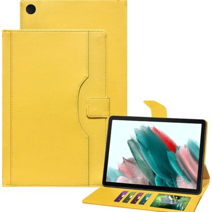 TGK Multi-Angle with Viewing Stand Leather Flip Case Cover for Samsung Galaxy Tab A8 10.5 inch [SM-X200/X205/X207] 2022 (Yellow)