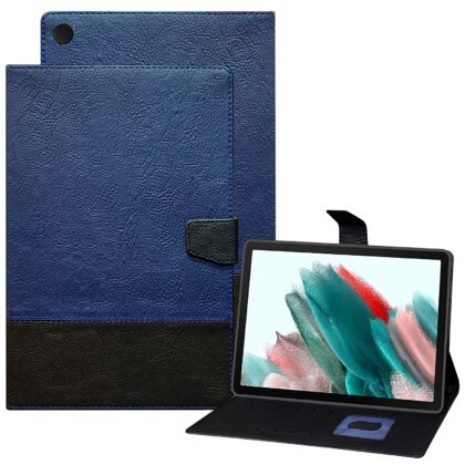 TGK Dual Color Design Leather Flip Case Cover for Samsung Galaxy Tab A8 10.5 inch(265m) [SM-X200/X205/X207] 2022 (Blue, Black)