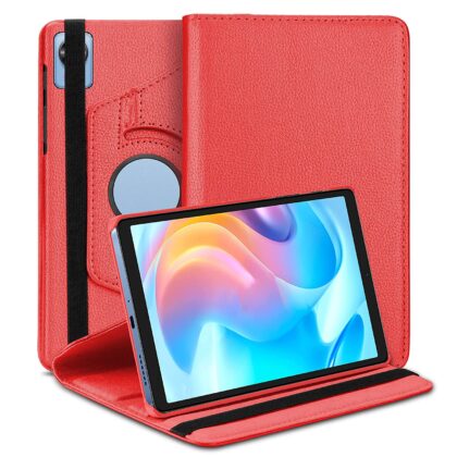 TGK 360 Degree Rotating Leather Stand Case Cover for Realme Pad Mini 8.68 inch Tablet (Red)