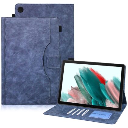 TGK Leather Business Folio Stand Cover Case for Samsung Galaxy Tab A8 Cover 10.5 inch [SM-X200/X205/X207] with Pencil Holder (Stone Blue)