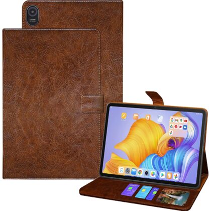 TGK Texture Leather with Card Slots Wallet Back Flip Stand Case Cover for Honor Pad 8 12 inch Tablet Model Number HEY-W09 (Brown)