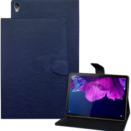 TGK Plain Design Leather Flip Stand Case Cover for Lenovo Tab P11/P11 Plus 11 inch TB-J606F/J606X (Blue)
