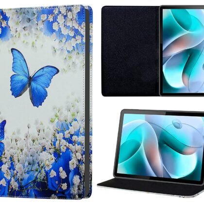 TGK Printed Classic Design Leather Stand Flip Case Cover for Motorola Moto Tab G70 LTE 11 inch Tablet (Butterfly & Flowers)