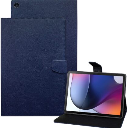 TGK Plain Design Leather Flip Stand Case Cover for Motorola Moto Tab G62 10.6 inch Tablet | Motorola Tab G62 (Blue)