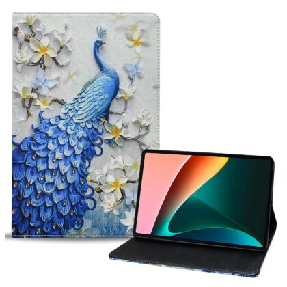 TGK Printed Classic Design Leather Folio Flip Case with Viewing Stand Protective Cover for Xiaomi Mi Pad 5 11″ inch Tablet (Peacock Pattern)