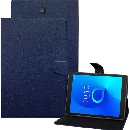 TGK Plain Design Leather Flip Stand Case Cover for Alcatel 3T8 Tablet 8 inches (Blue)