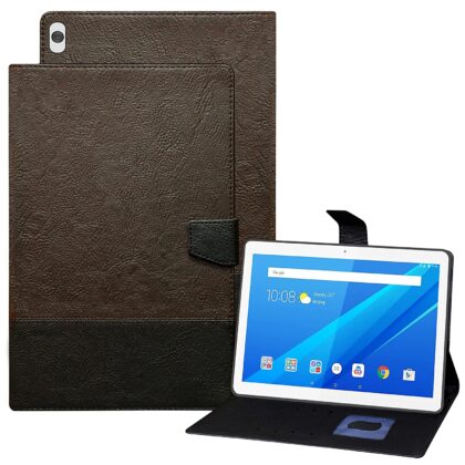 TGK Dual Color Design Leather Flip Case Cover for Lenovo Tab M10 HD TB-X505F TB-X505L TB-X505X (Brown, Black)