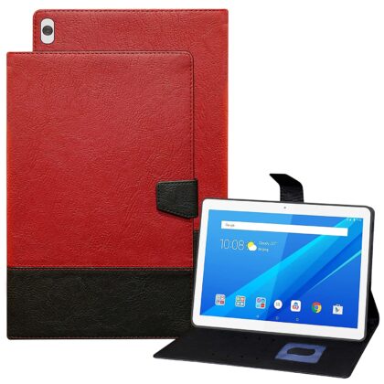 TGK Dual Color Design Leather Flip Case Cover for Lenovo Tab M10 HD TB-X505F TB-X505L TB-X505X (Red, Black)