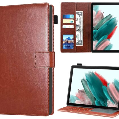 TGK Multi Protective Wallet Leather Flip Stand Case Cover for Samsung Galaxy Tab A8 10.5 inch [SM-X200/ SM-X205/ SM-X207] Brown