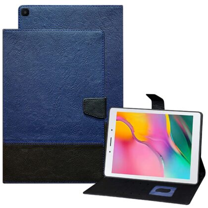 TGK Dual Color Design Leather Flip Case Cover for Samsung Galaxy Tab A 8.0 inch (2019) SM-T290, SM-T295 (Blue, Black)