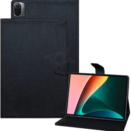 TGK Plain Design Leather Flip Stand Case Cover for Xiaomi Mi Pad 5 Cover 11 inch Tablet – Black