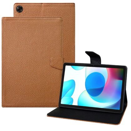 TGK Texture Leather Case with Viewing Stand Flip Cover for Realme Pad 10.4 inch Tablet [RMP2102/ RMP21023] Shiny Orange