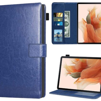 TGK Multi Protective Wallet Leather Flip Stand Case Cover for Samsung Galaxy Tab S8 Plus/S7 Plus/S7 FE 12.4 inch, Blue