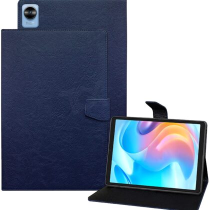 TGK Plain Design Leather Flip Stand Case Cover for Realme Pad Mini 3 / Realme Pad Mini 4 8.68 inch Tablet (Blue)