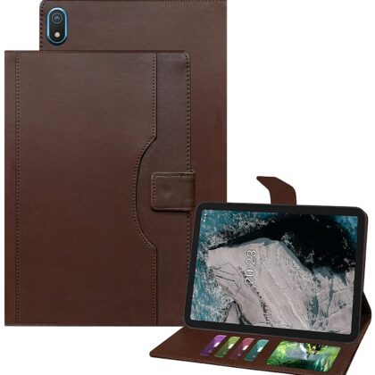TGK Multi-Angle with Viewing Stand Leather Flip Case Cover for Nokia T20 Tab 10.36 Inch 2021 Model TA-1392 TA-1394 TA-1397 / Nokia Tab T20 10.4 inch Tablet (Dark Brown)