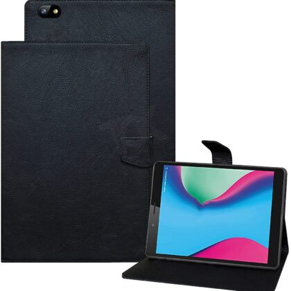 TGK Plain Design Leather Flip Stand Case Cover for Lava T81N Tablet (Black)