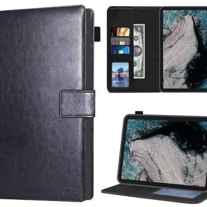 TGK Multi Protective Wallet Leather Flip Stand Case Cover for Nokia Tab T20 10.36 inch Tablet, Black